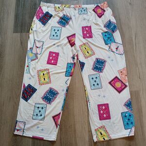 Joyspun Women's 3X (22W-24W) Open Leg Pants Pajama - Winter White Cards